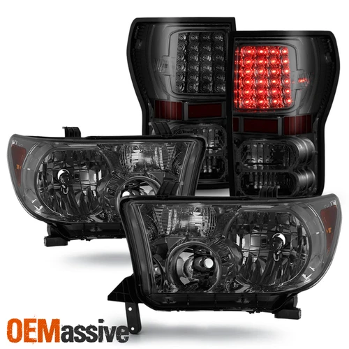 For 2007-2013 Toyota Tundra Truck Smoked Headlights+LED Smoke Tail Brake Lights