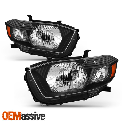 For 2008-2010 Toyota Highlander OE Style Black Headlights Driver+Passenger Pair