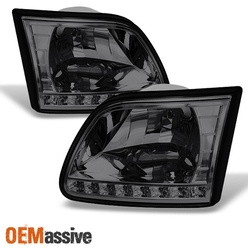 Fit 97-02 Ford F150 Expedition Replacement Smoke LED Headlights Headlamps L+R