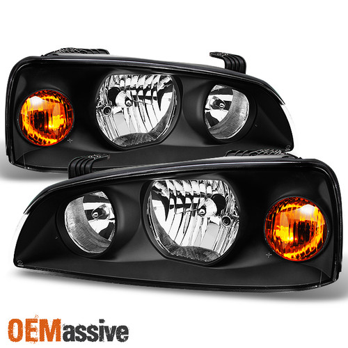 Fits 04-06 Elantra Black Bezel Headlights Lamp Replacement Left+Right 2004-2008