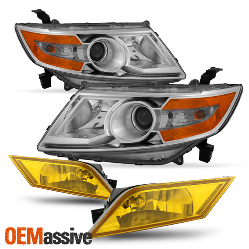 Fits 2011-2013 Honda Odyssey Headlights + Yellow Fog Lights w/Switch+Wiring