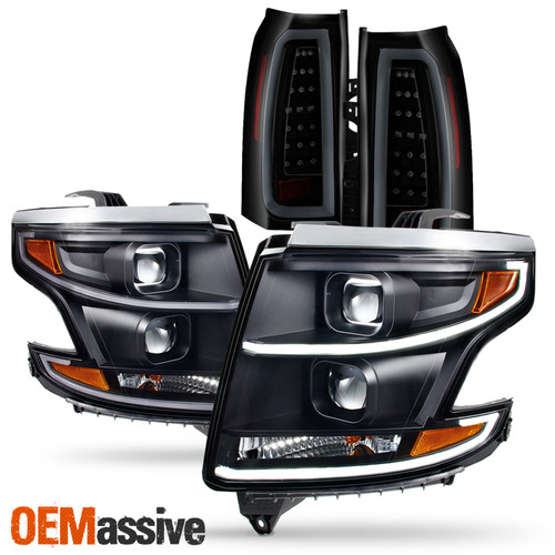 For 2015-2020 Suburban Tahoe DRL Projector Headlight+Smoke FULL LED Tail light