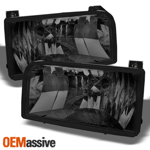 Fit 92-96 Ford F150 F250 BRONCO SMOKED HEADLIGHTS LAMPS L+R AFTERMARKET