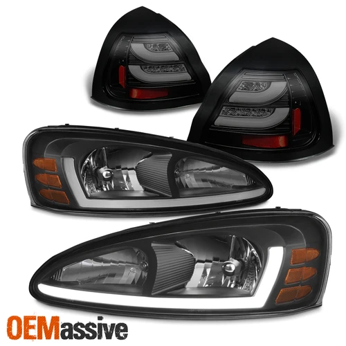 Fit 04-08 Pontiac Grand Prix LED Bar Black Headlights + Tail Lamps [Smoke Len]