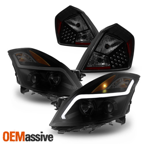 [Black Smoke] For 07-09 Nissan Altima Sedan Projector Headlights + Tail Lamps