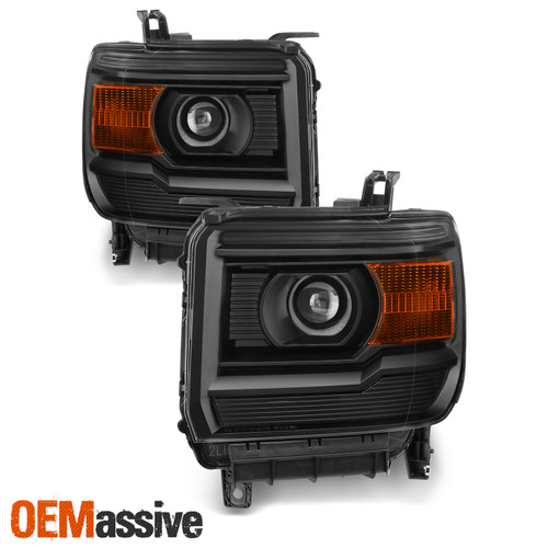 For 2014-2018 GMC Sierra 1500/15-19 2500HD 3500HD Black Headlights Left+Right