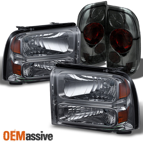 Fit 05-07 F250/350/450/550 Superduty Replacement Smoked Headlights+Tail Lights