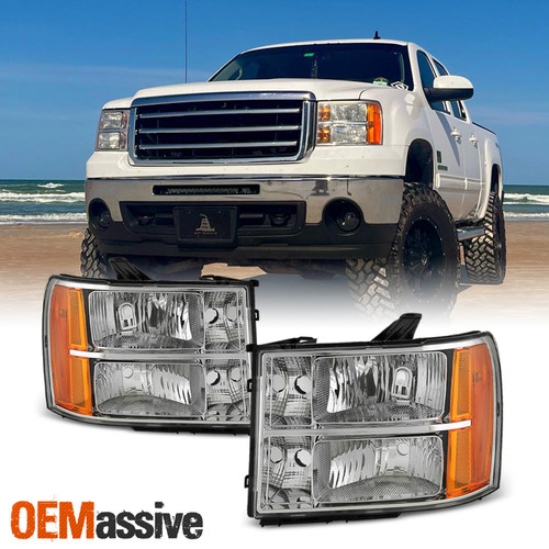 Fit 2007-2013 GMC Sierra 1500 07-14 2500HD 3500HD Headlights Replacement Lamps