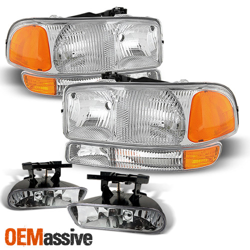 For 99-02 Sierra 1500/2500/1500HD/2500HD/3500 00-06 Yukon XL Headlights+Fog Lamp