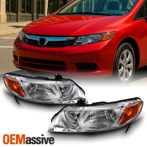 Fit 2006-2011 Honda Civic Sedan Headlights Lights Left +Right 06 07 08 09 10 11