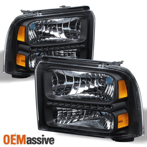 Fit 05-07 Ford F250 F350 F450 F550 Superduty Black Replacement Led Headlights