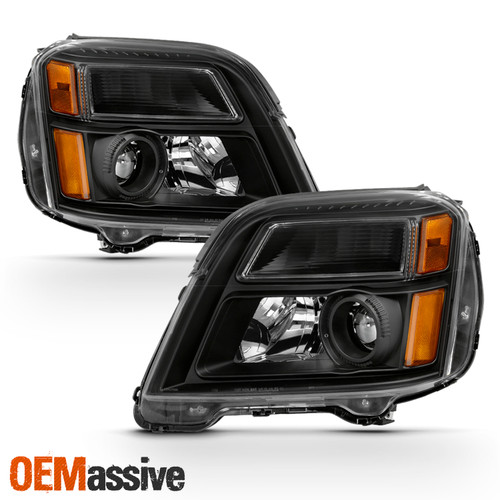 Fits 2010-2015 GMC Terrain OE Style Black Halogen Only Headlights Replacement