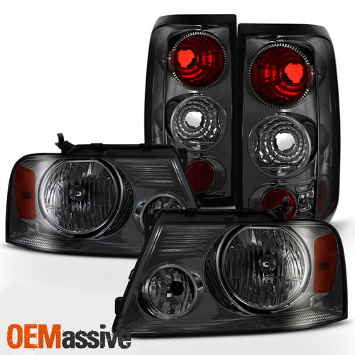 For 2004-2008 Ford F150 Smoked Headlight + Styleside Smoke Tail Brake Light Pair