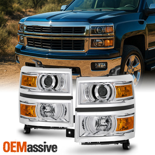 Fit 2014-2015 Chevy Silverado 1500 Pickup Projector Headlights Lamp Left+Right