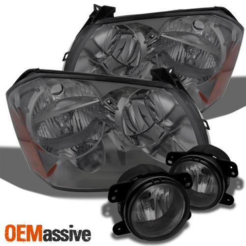 Fits 05-07 Magnum Smoke Smoked Healdights Replacement + Smoke Fog Lights w/Bulbs