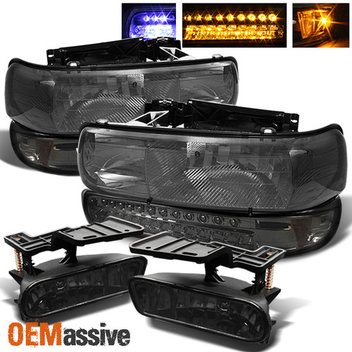 Fits 99-06 Silverado Suburban Smoked Headlights + LED Bumper Signal + Fog Lights