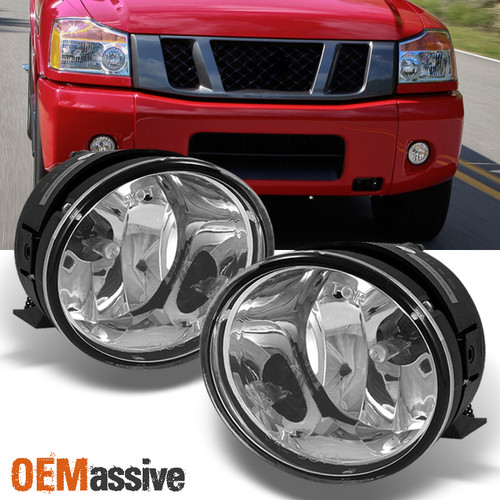 Fits 04-15 Titan 05-07 Armada Bumper Clear Fog Lights w/Switch + Bulbs + Bezel