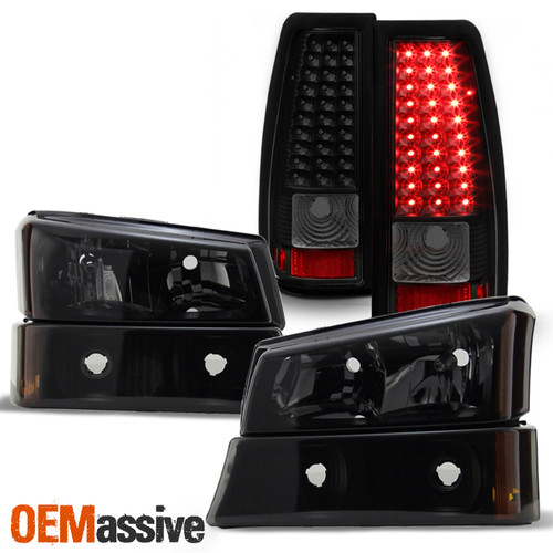 For 03-06 Silverado 1500/1500HD/2500/2500HD/3500 Black Smoke Headlight+Tail Lamp