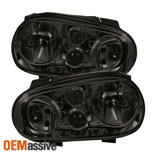 Fit Smoked 99-06 Golf Mk4 Headlights W/Built-In Fog Lights L+R Replacment