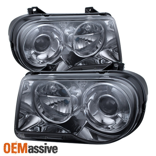 Fit Smoked 2005-2010 Chrysler 300C Projector Headlights Lamp 2006 2007 2008 2009