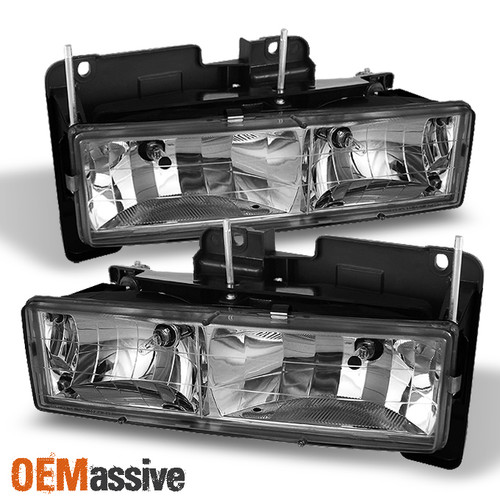 Fit 1988-1998 C10 C/K Silverado Tahoe Suburban Yukon Sierra Clear Headlights