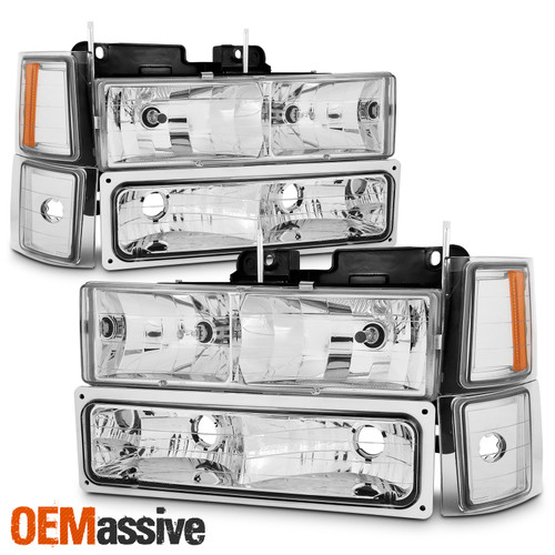 Fit 1994-1998 C10 C/K1500 Suburban Tahoe Pickup Headlights+Corner+Bumper Lights