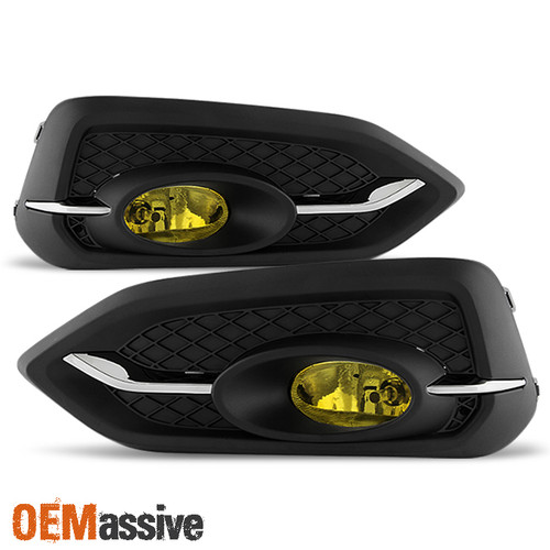 Fits 2014-2015 Honda Civic 2 Door Coupe Yellow Bumper Fog Lights w/Switch+Bulbs