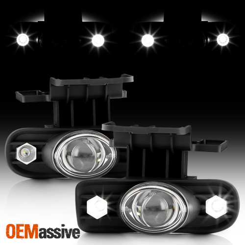 Fits 99-02 Silverado 00-06 Suburban Tahoe Halo Projector Fog Lights Lamps W/LED
