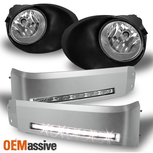 Fits Silver 07-13 Tundra Lower Panel DRL Daytime LED Lights+Clear Fog Lights