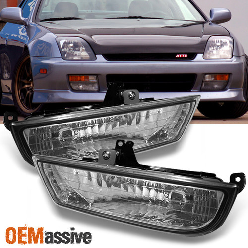 Fits 1997-2001 Prelude Clear Bumper Fog Lights Driving Lamp w/Bulbs+Switch+Bezel