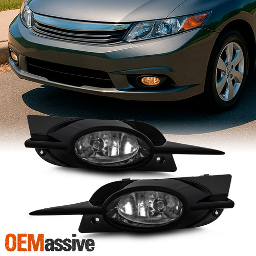 Fits 09-11 Civic 2Dr Coupe JDM Clear Bumper Driving Fog Lights w/Bulbs + Switch