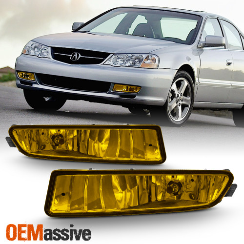 Fits 2002-2003 Acura TL TYPE-S Replacement Bumper Yellow Fog Lights Lamp W/Bulbs