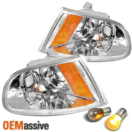 Fits 92-95 Civic 4Dr Euro Clear Corner Signal Parking Lights +1157 Silver Bulbs