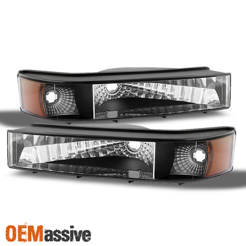 Fits 92-96 F150/F250/F350/Bronco Pickup Amber Black Bumper Signal Parking Lights