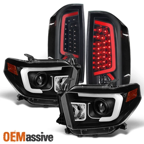Fit 2014-2021 Toyota Tundra Black LED Projector Headlights & Black LED Taillight