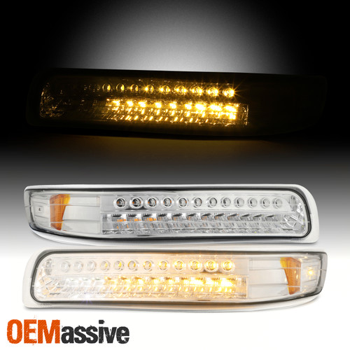 Fits *Clear* 99-02 Silverado 00-06 Tahoe Suburban Amber LED Bumper Signal Lights