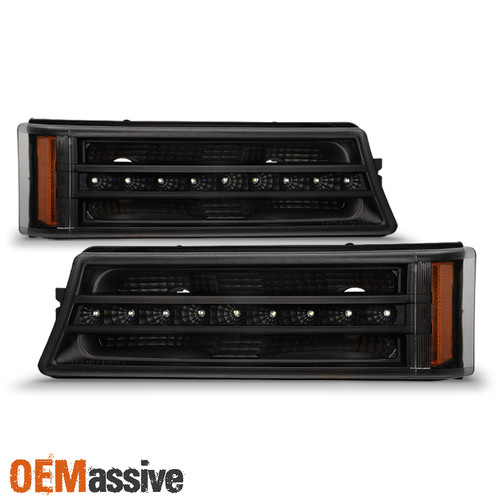 Fit 2003-2006 Chevy Silverado Avalanche 1500 2500 3500 Black LED Bumper Lights