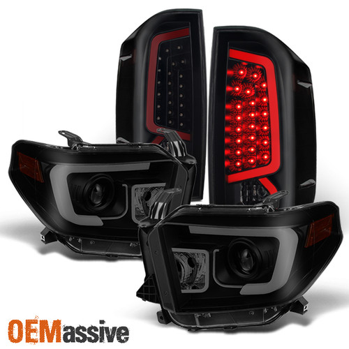 Fits 14-21 Tundra Black Smoked Projector Headlights & Black Smoked LED Taillight