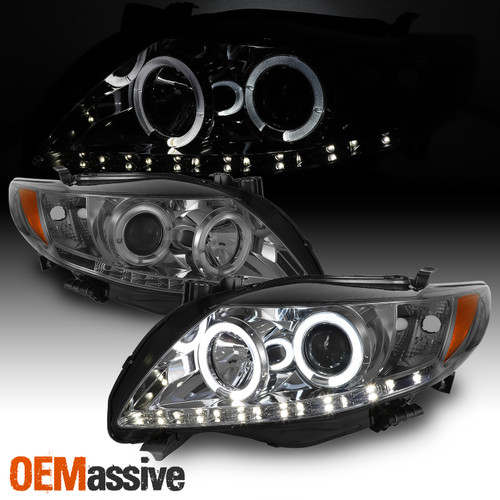 Fits 09-10 Corolla JDM Smoked Halo Projector R8 Style Daylight DRL LED Headlight