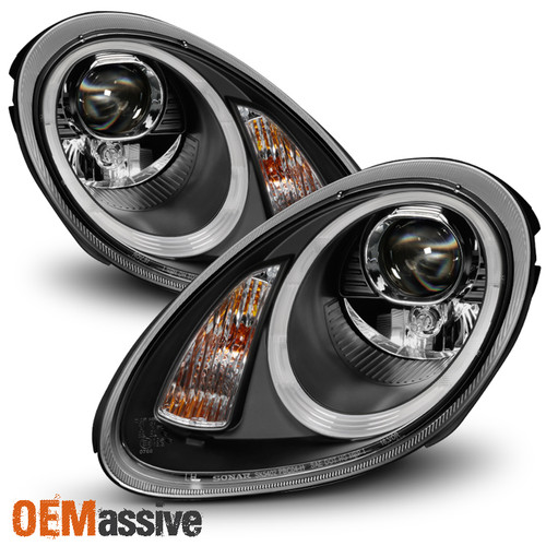 For [HID Type] 2005-08 Porsche Boxster 987 Cayman Black LED Projector Headlights