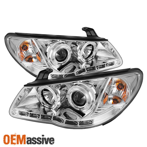 Fits 07-10 Elantra Chrome Halo Projector DRL Daytime LED Strip Headlights Lamps