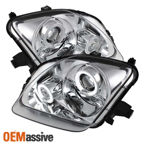 Fits 97-01 Prelude Chrome Clear Dual CCFL Halo Projector Headlights Lamps Pair