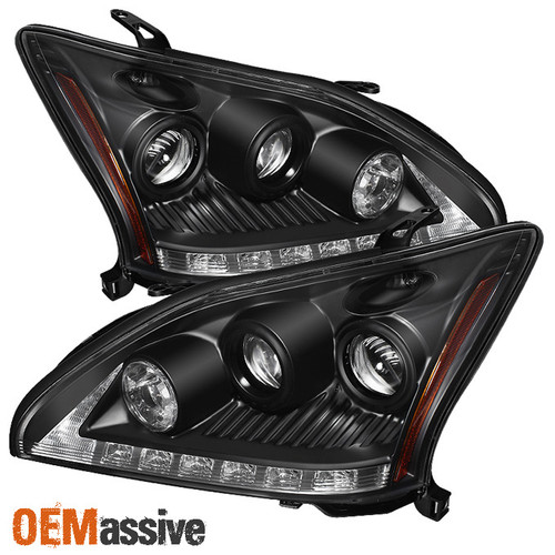 Fits 04-06 Lexus Rx330 Xu30 Black DRL LED Projector Headlights *Fits HID-D2S*