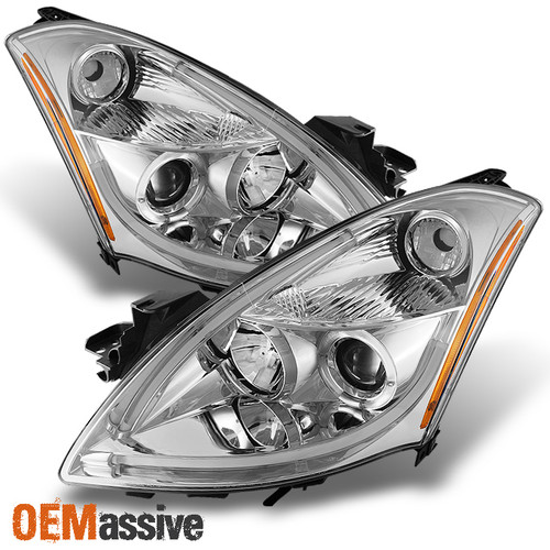 Fits 10-12 Altima 4Dr Sedan Light Tube DRL LED Halo Projector Chrome Headlights