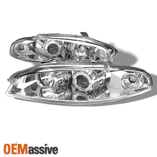 Fits 97-98 Mitsubishi Eclipse Chrome Clear Halo Projector Headlights Left+Right