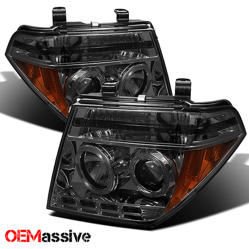 Fit 05-08 Frontier / 05-07 Pathfinder Smoked Halo Projector LED Headlights Lamps