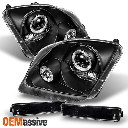 Fits 97-01 Prulude Black Halo Projector Headlights+Black Bumper Signal Lights