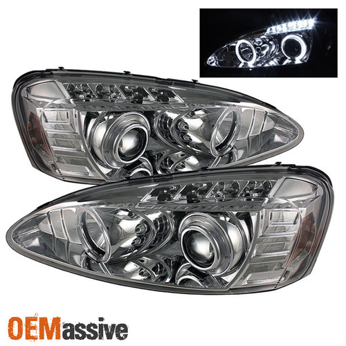 Fits 04-08 Pontiac Grand Prix Clear Dual Halo Projector LED Headlights Lamp Pair
