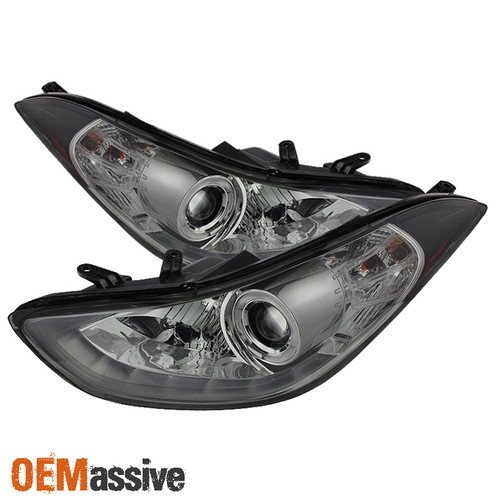 Smoked Fits 11-13 Elantra DRL Daylight LED Strip Projector Halo Headlights