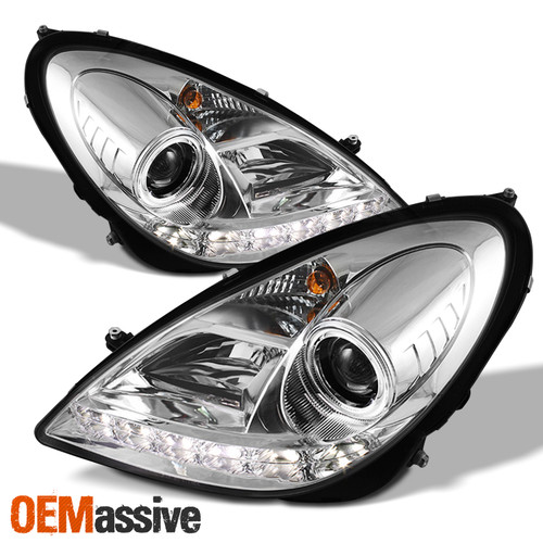 Fits 05-11 Benz Slk-Class R171 DRL LED Projector Clear Headlights *Fits HID-D2S*
